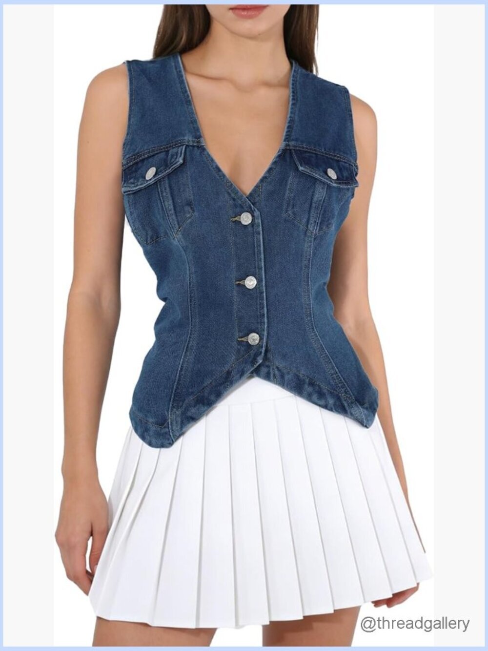 Y2K Denim Crop Vest Top V-Neck Sleeveless Button Jean Vest Jacket Women Summer
